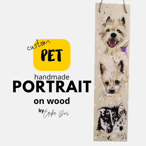 Custom pet portrait wooden hand-painted